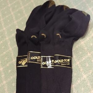 Gold Toe Black Midcalf Socks Two Wool And Two Smooth Decor Knit! Black NWT